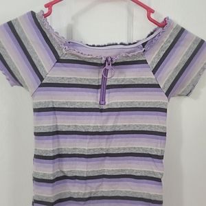 Justice purple grey and black shirt